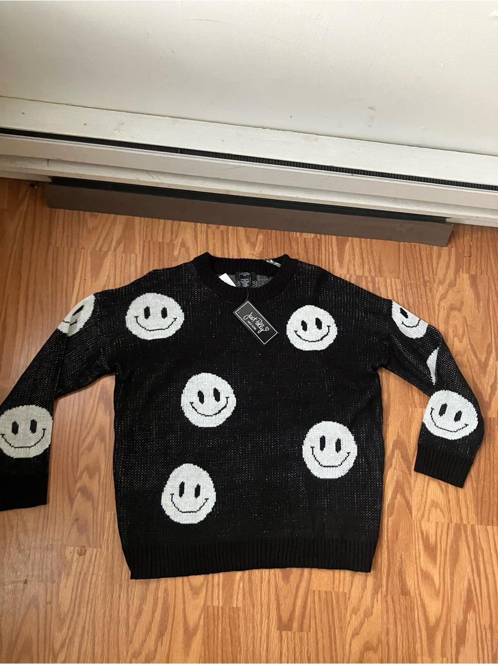 Black Smiley Knit Sweater - Men's Crewneck